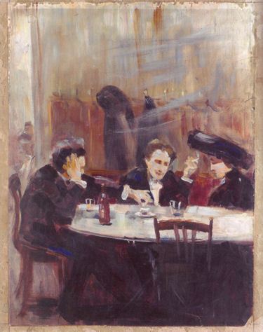 Peinture de Vratislav Nechleba, « Au Café »  (1912), Bendová Eva, Pražské Kavárny a jejich svět, Prague, Paseka, 2008